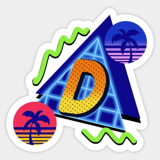 Initial Letter D - 80s Synth Sticker